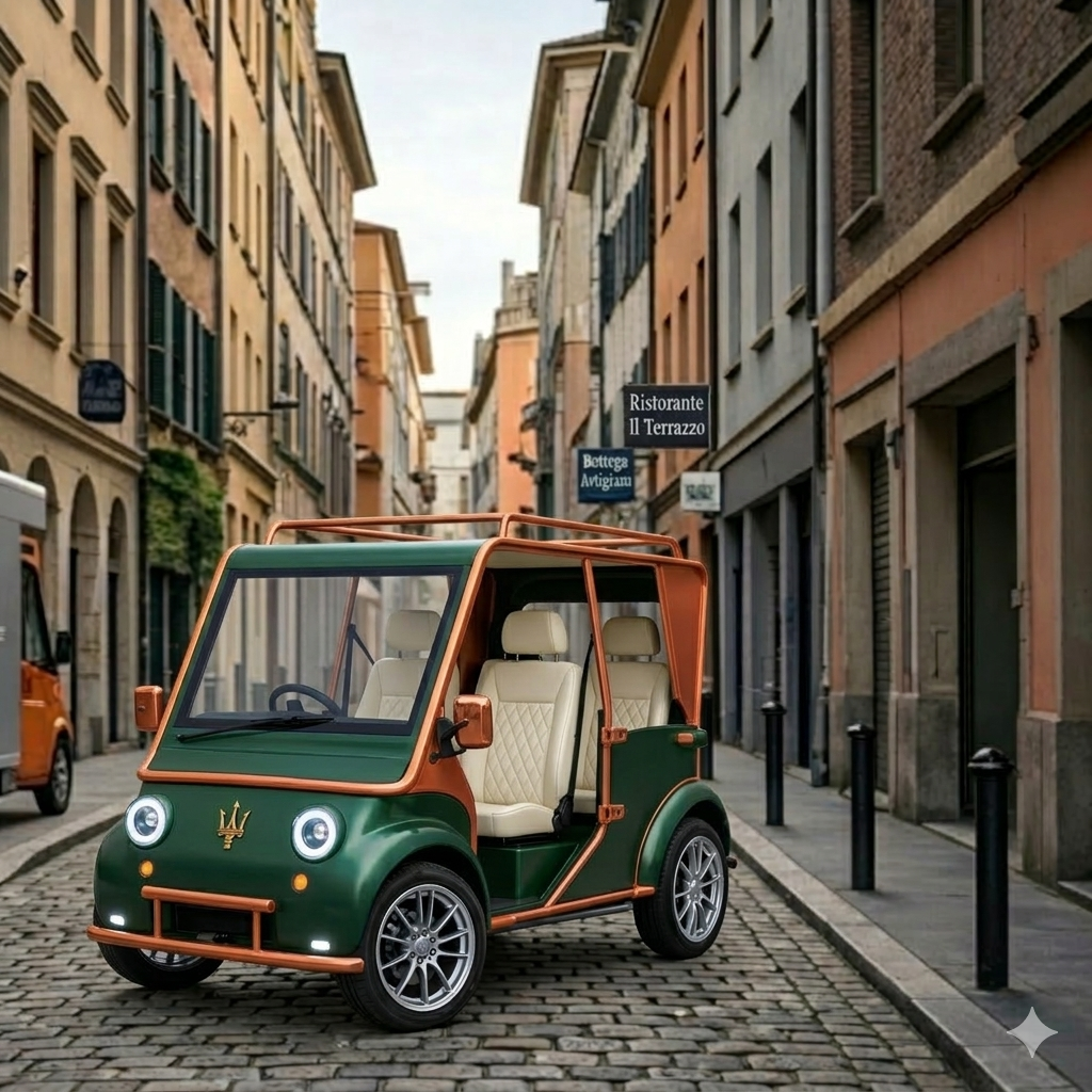 Electric fleet transport vehicle parked at charging terminal
